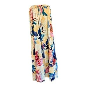 Gorgeous tropical floral print multi maxi skirt halter dress swimsuit cover up